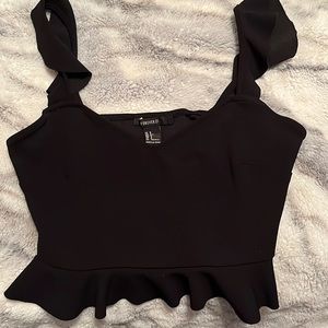 Forever 21-Black Ruffle Crop top Tank. Size S.
